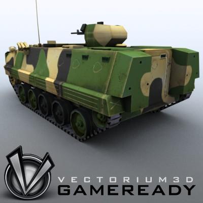 3D Model of Game-ready model of modern Chinese Armoured Personnel Carrier ZSD89 (Type89) with two RGB textures: 1024x1024 for APC and 1024x512 for track and wheels. - 3D Render 1